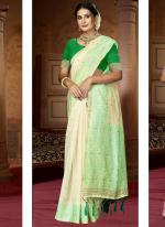 Cotton Green Casual Wear Printed Saree